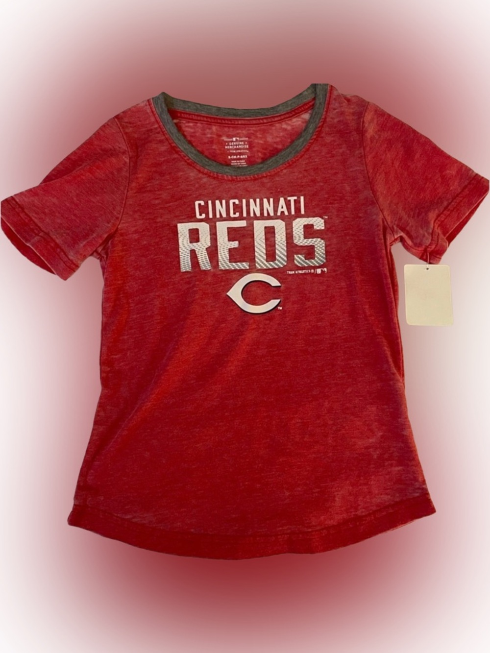 NWT MLB Cincinnati Reds Space Dye Thin Red Tee Small